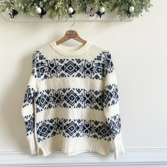 J. Crew Sweaters - J. Crew fair isle abstract snowflake wool sweater medium